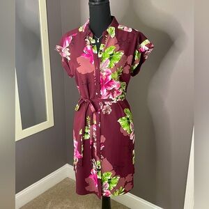 Express tie front flora dress